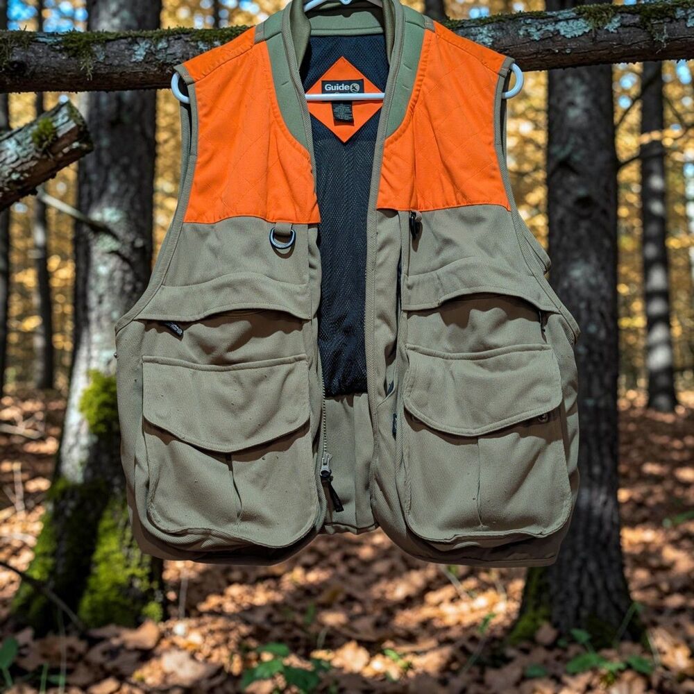 Guide Series Vest Men Lg Brownish Green Orange Hunting Game Pouch Safari Outdoor